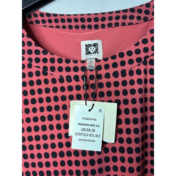 Anne Klein Plus Size Womens Blouse Top Size 2X Handkerchief Hem Polka Dots New - Picture 4 of 6